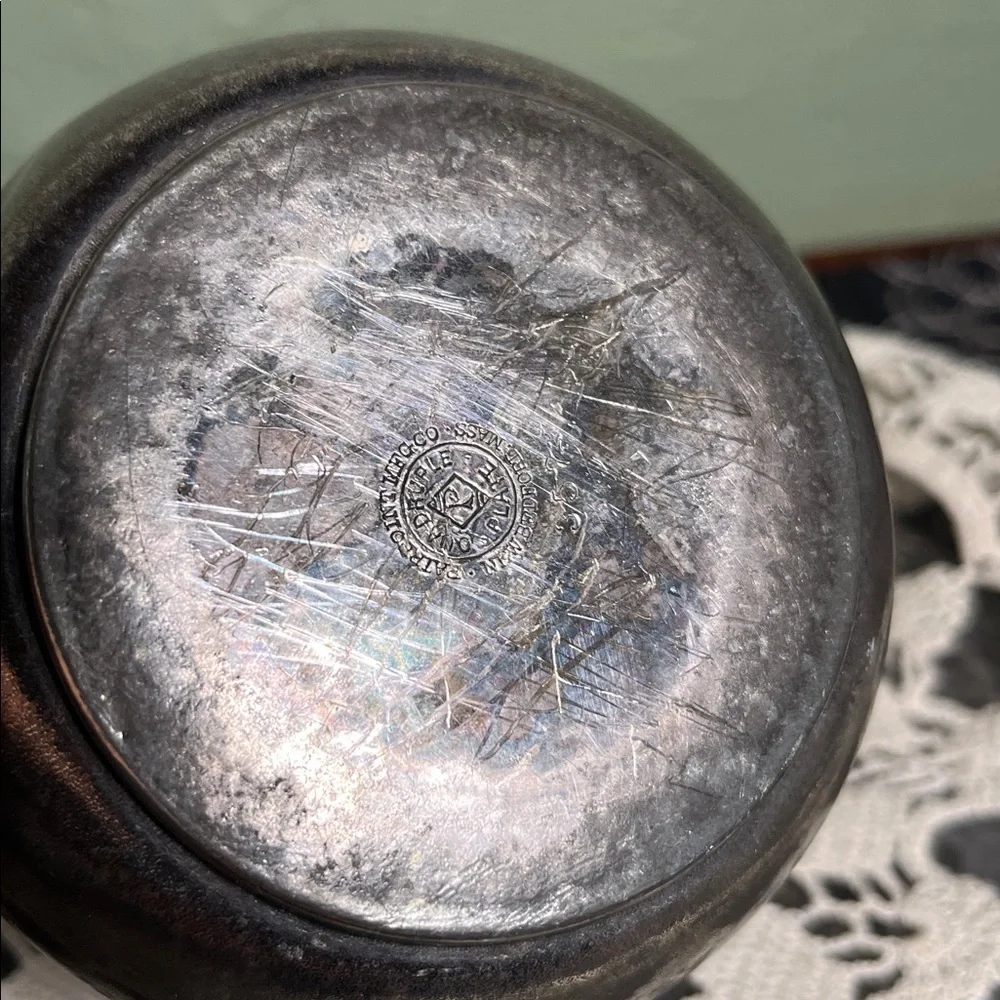 Vintage Silverplate Creamer with Floral Engraving Ornate Handles Antique
